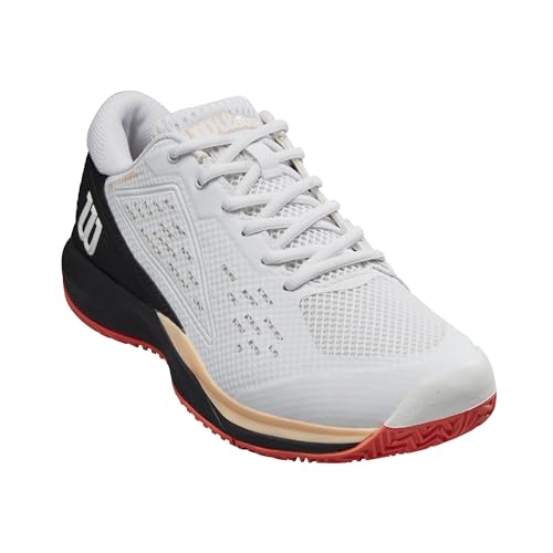 WILSON Rush Pro Ace Pickler Women's Pickleball Shoe - White/Black/Living Coral, Size 11 US