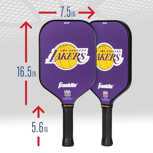 Franklin Sports NBA Los Angeles Lakers Pickleball Paddle - Official NBA Team Rackets - USAP (USAPA) Approved Premium Quality Pickleball Paddles - Authentic Team Logos + Colors