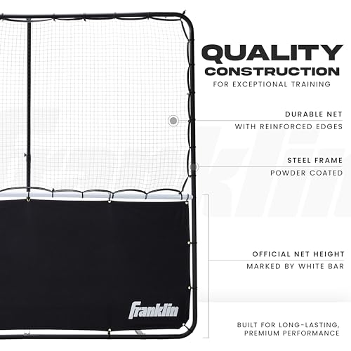 Franklin Sports Pickleball Rebounder Net - Pickleball Training + Practice Equipment - Portable Folding Net for Singles + Doubles Training - Court Markers Included - 83" Inches