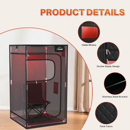 TOREAD Red Light Infrared Sauna with Red Light Therapy for Home,Portable Red Light Steam Sauna with 3L 1200W Steamer, Adjustable Temperature, Timer Setting, Remote Control, 35.4 * 35.4 * 63"