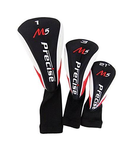 Precise M5 Complete Golf Club Set for Men - Left Handed Tall Mens Golf Clubs Full Set w/Driver, Wood, Hybrid, Irons, Putter, Stand Bag & Headcovers - Beginner Friendly Package - Black/Red