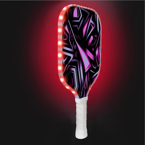 LED Pickleball Paddles - Glow in The Dark Fiberglass Racket, Light Up Pickleball Paddle | Rechargeable Nighttime Pickleball Paddle Set, Bright Illuminated Pickleball Paddle for Play Advanced Players