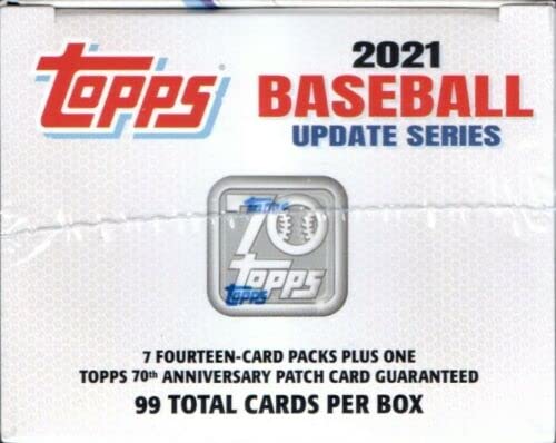 2021 Topps Traded and Update Series Baseball Unopened Blaster Box of Packs with 99 Cards including One EXCLUSIVE 70th Anniversary Patch and Possible Rookies Autographs and Jersey Cards