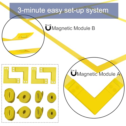 Chemimoso Magnetic Pickleball Court Lines System, Temporary Pickleball Court Lines in Standard Court Dimensions， Portable Pickleball Court Marking Kit, No Measuring Needed, Net Not Included