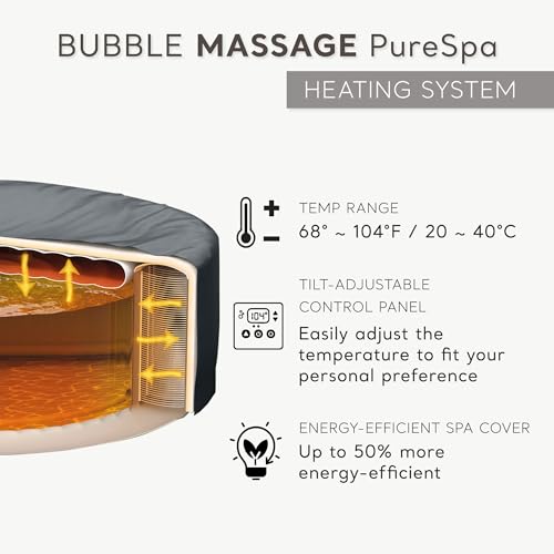 INTEX 28425EP PureSpa Bubble Massage Spa Set: Energy Efficient Spa Cover – Push Button Control Panel – 120 Jets – 4 Person Capacity – 77" x 28"