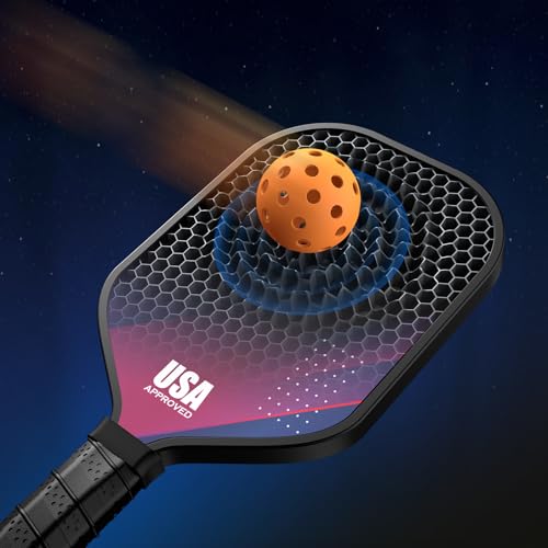 Pickleball Paddles Set of 2, USAPA Approved Fiberglass Pickle Ball Paddles with 4 Pickle Balls, Durable &Lightweight Racket for Beginners, Pros, Men, Women, Adults, Kids (Mix)