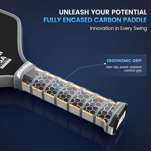 T700 Raw Carbon Fiber Pickleball Paddles, Pickleball Paddles Pro-Level for Aggressive, Offensive Player, Pickleball Paddle with 16mm Polymer Honeycomb Core & Overgrips, Maximum Control & Spin & Power