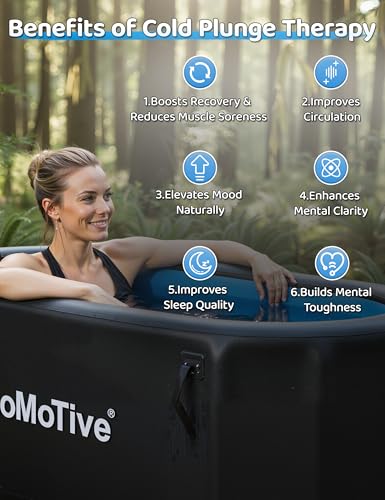 LoMoTive 67" Cold Plunge Tub for Ice Bath 225 Gallons - Inflatable Portable Bathtub for Athletes Ice Tub with Cover Pump Compatible with Water Chillers Large Ice Bath Tub 67"