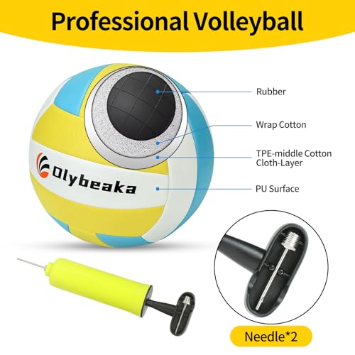 Portable Outdoor Volleyball Net Set for Backyard Beach with Adjustable Poles, Soft PU Volleyball & Pump, Carry Bag and Durable Anti-Sagging Net (Black and Green, 20ft)