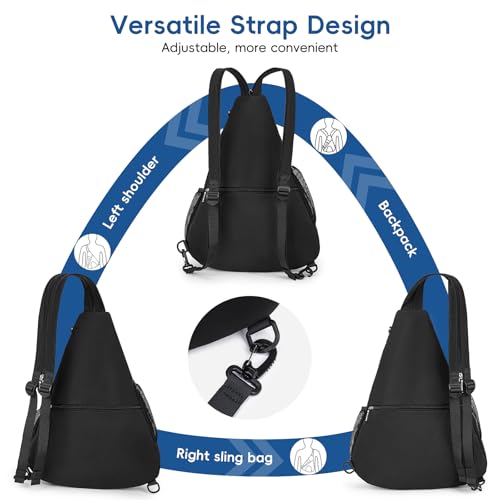KAVIGOR 2025 Pickleball Sling Bag, Convertible Ultra-Light Backpack with Skin-Soft Fabric & Wet/Dry Pocket, Fits 4 Paddles + Gear