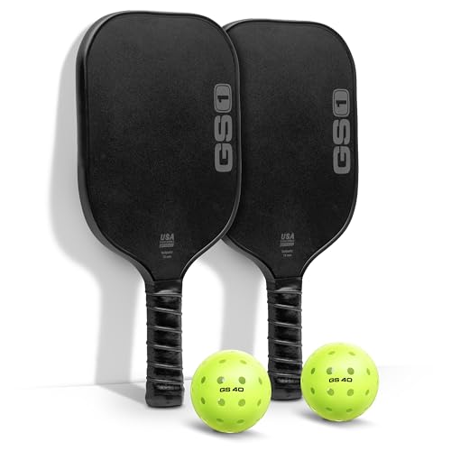 GoSports GS1 Pickleball Paddles Set of 2 with 2 Pickleballs - USAPA Approved Fiberglass Pickleball Paddles
