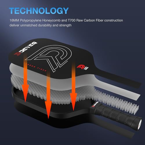 DGYGQ Pickleball Paddles - Professional Carbon Fiber Paddle with Honeycomb Core Pickleball Rackets - Lightweight Precision & Enhanced Shock Absorption for High Spin