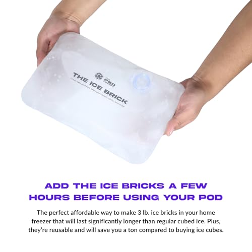 3-Pack Ice Brick, Reusable 3 lb Ice Blocks for Cold Plunge, Long-Lasting Cooling for Colder Water Longer, Durable Refillable Ice Bricks, Fill to 90% Max, The Pod Company
