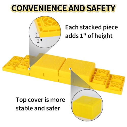 OULEME 12 Pack RV Leveling Blocks, Stackable Jack Blocks, Interlocking Leveling Pads with Carrying Bag, for Camper Travel Trailer