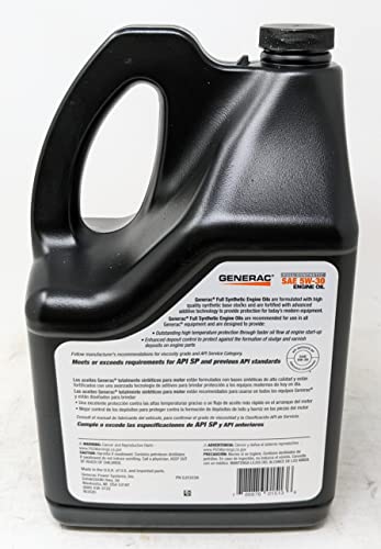 Generac 0J5323A Full Synthetic SAE 5W-30 Engine Oil 5-Quart Bottle