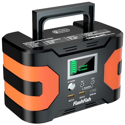 Flashfish 150W Portable Power Station 166Wh, 300W Peak Solar Generator with 2 Ac Outlets, 2 DcPorts & 3 USB Ports, Backup Battery Pack for Camping, Outdoor Emergency, Home Power Supply