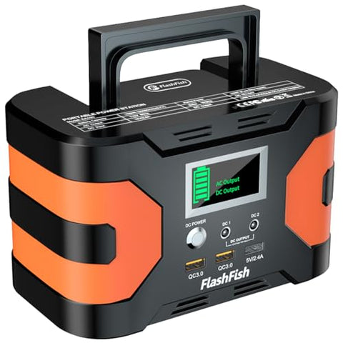Flashfish 150W Portable Power Station 166Wh, 300W Peak Solar Generator with 2 Ac Outlets, 2 DcPorts & 3 USB Ports, Backup Battery Pack for Camping, Outdoor Emergency, Home Power Supply