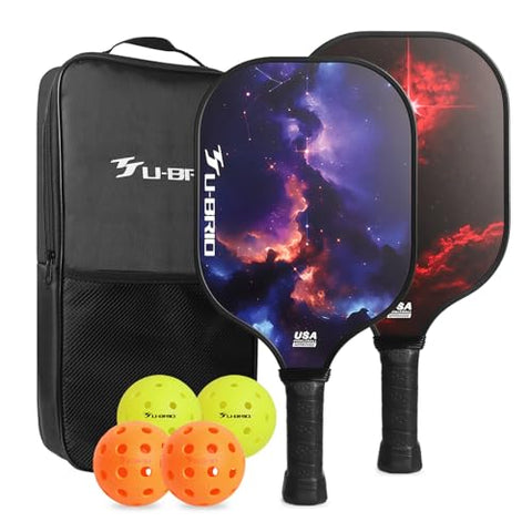 U-BRIO Pickleball Paddles USAP Approved | 16MM Max Sweet Spot | 5-Layer Fiberglass & Edge Guard | PP Honeycomb Shock Absorption | High Forgiveness | Beginner-Friendly Value Bundle