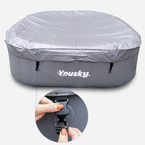Inflatable Hot Tub 6-8 Person – Portable with 120 Bubble Jets, 104℉ Heating & Filtration System, Durable PVC Material, Hot Tub Cover, 83" L x 83" W x 26" H, Easy Set-Up for Outdoor and Indoor