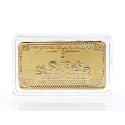 American Coin Treasures Ben Franklin $100 Bar One Troy Ounce Layered in 24KT Gold Novelty Decoration