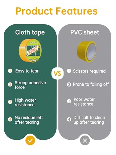 SONICTOP Pickleball Court Marking Kit, 2" x 263 ft Lengthened Pickleball Court Tape 5PCS Set Makes Full Size Outdoor Court Yellow Tape for Temporary Court Lines No Residue Easy Installation(Yellow)