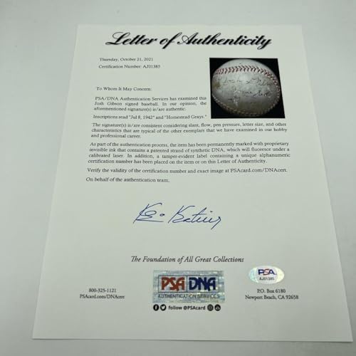 The Only Josh Gibson Single Signed Baseball On Earth PSA DNA & JSA COA - Autographed Baseballs