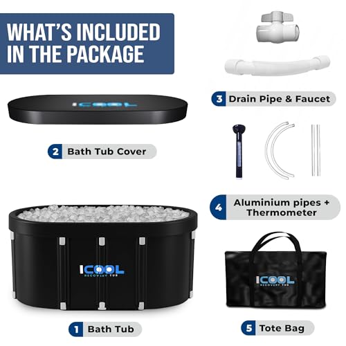 Upgraded Cold Ice Bath Tub for Athletes Wellness, 130 Gal XL Large Collapsible & Inflatable Cold Plunge Tub | 5 Layers for Post Exercise Recovery, Portable Bathtub for Home, Gym, Everywhere