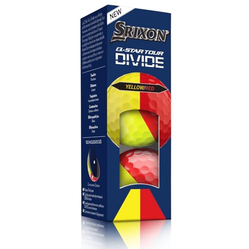 Srixon Q-Star Tour 6 Divide Golf Balls, Yellow/Red
