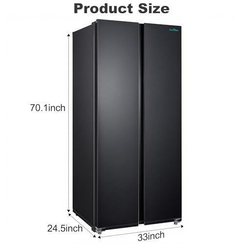 Iceblue Refrigerator, 15.6 Cu.Ft. Side-by-side Refrigerators, Black Stainless Steel Beverage Fridge with Freezer, Zoning Temperature Control Frost Free Beverage Refrigerators - Black