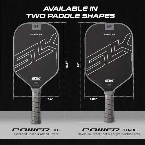 Selkirk Sport SLK Halo Power XL Pickleball Paddle | Raw Carbon Fiber Pickleball Paddles with a Rev-Core Power Polymer Core | Designed for Ultimate Spin & Power | Gray
