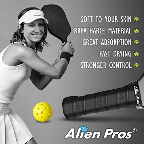 ALIEN PROS Pickleball Overgrip (4-Pack) with Ridges for Better Grip Control - Precut and Dry Feel Pickleball Grip Tape - Non-Slip Pickleball Paddle Grip Tape for High Performance (Ridged Dry, Blue)