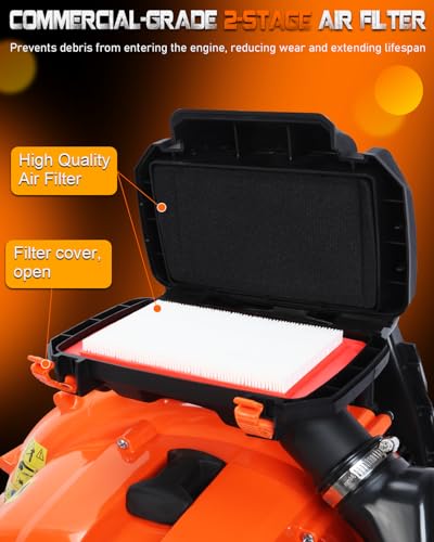Getell 80cc Gas Backpack Leaf Blower, 900CFM 206MPH 2-Stroke Engine, Heavy-Duty Leaf & Snow Blower for Lawn, Garden & Commercial Use (853 EZ)