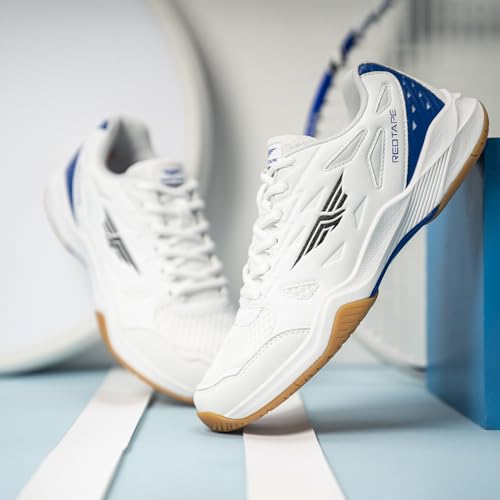 Red Tape Men's White Athletic Sneaker Lightweight Casual Shoes for Pickleball, Racquetball, Walking, Travel, Outdoor Adventure & Daily Sports Soft Insole, Non-Slip Rubber Sole, Breathable Mesh Comfort