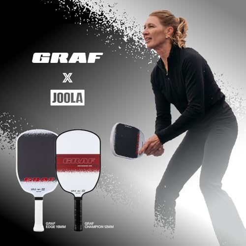 JOOLA GRAF CHAMPION 12mm Pickleball Paddle - Sandblasted Pickleball Racket Surface Increases Spin & Control - Agassi Shape with Extended Sweet Spot - UPA-A Certified - USAP Approved - NFC Chip Enabled
