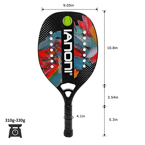 Beach Tennis Paddle Beach Tennis Racket Carbon Fiber with EVA Memory Foam Core Tennis Paddles (Black)