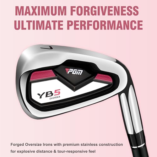 PGM 15 Pieces Women's Complete Golf Club Set – Full Set with 460cc Driver, Fairway Wood, Hybrid, Irons, Putter, Golf Stand Bag - Golf Clubs Women Right Handed - Graphite
