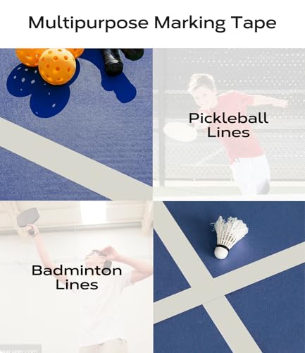 Mibhuvan Pickleball Court Tape 230ft - Heavy Duty White Cloth Tape for Temporary Court Lines | Indoor/Outdoor Sports Line Marking with Strong Adhesion