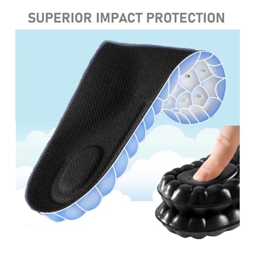 VivoFoot 2 Pair Foam Insoles, 4D Cloud Soles, Anti-Fatigue Pain Relief Work Sports Running Comfort Shoe Inserts, Trim to Fit Replacement Pads for Men Women(Men 7-11,Black)