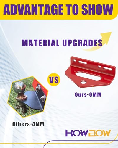 Zero Turn Mower Tow Hitch, 1/4"(6mm) Thick Heavy Duty Steel Universal Lawn Trailer Hitch 2"-5.1" Hole Center, Versatile Chain Slot Rugged Steel with Carriage Bolt Hardware Red