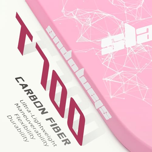 Slamopus Pro Pickleball Paddle| T700 Carbon Fiber Pickleball Paddles with 16mm Polymer Honeycomb Core & Overgrips| Premium Pickle Ball Racket Enhanced Control & Spin & Power| USAPA Approved（Pink）