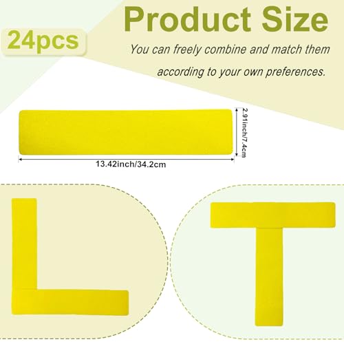 Gainspra Pickleball Court Marking kit, 24 Pcs Court Line Marker Strips, Yellow Boundary Markers, Portable Temporary Court Lines for Pickleball Tennis Basketball Volleyball Indoor & Outdoor Training