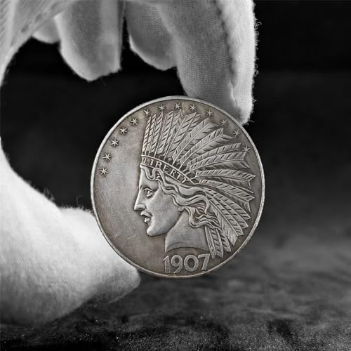 2PCS Decorative Commemorative Coin Replica – Indian Head Style Design, Silver-Plated Brass, Non-Monetary Display Token for Home & Office Decor