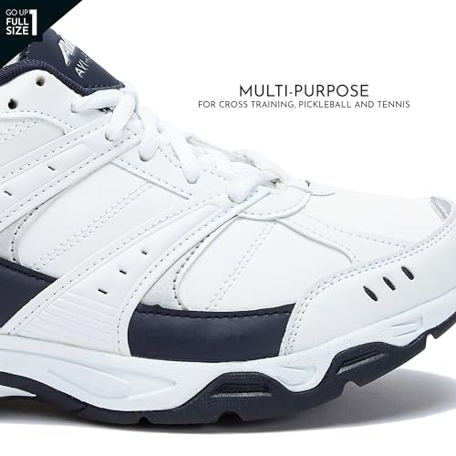 Avia Avi-Verge Mens Sneakers - Cross Trainer Mens Tennis Shoes, Pickleball or Walking Shoes for Men, White/True Navy, 10 Medium