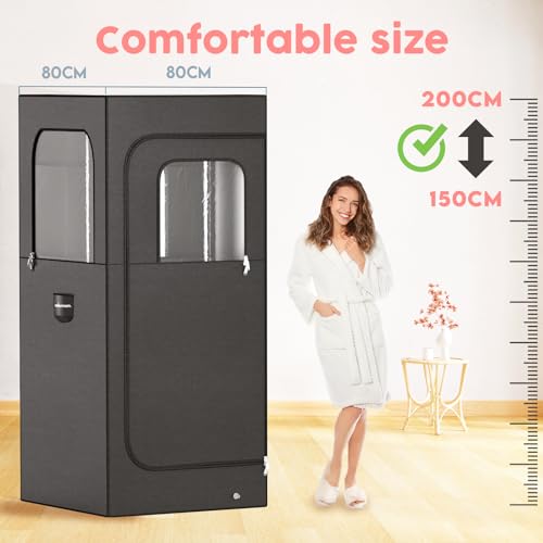 Adamson Full Size Portable Steam Sauna - Indoor Sauna Tent for Home Spa Relaxation - Boost Health and Recovery - 2.6L 1000W Steamer - Chair - Remote - Foot Massager - New - Nylon Black