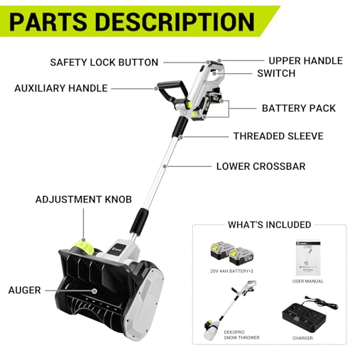 40V Cordless Electric Snow Shovel, 14 Inch Battery Powered Snow Blower with 4.0Ah Battery & 1000W Brushless Motor, 21FT Throw Distance for Driveway, Patio, Sidewalk Snow Removal