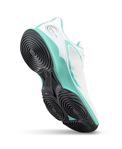 WILSON Hurakn Lite Women's Padel Shoe - White/Turquoise/Black, Size 9.5 US