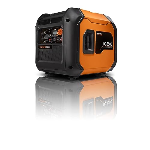 Generac 7127 iQ3500 3,500-Watt Gas-Powered Portable Inverter Generator - Durable, Lightweight Design - Speed Selection for Quiet Performance or Maximum Power - CARB Compliant - Orange/Black