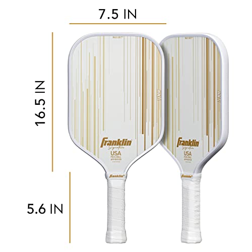 Franklin Sports Pro Pickleball Paddles - Signature Series Pro Paddle with MaxGrit Surface - USA Pickleball (USAPA) Tournament Approved - 16mm Polypropylene Core - Gold
