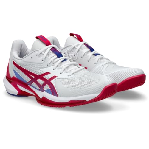 ASICS Women's Solution Speed FlyteFoam 3 Tennis Shoes, 8.5, White/Bright Rose