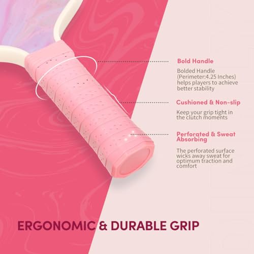 Dinkly Pickleball Paddles Set of 2 - USAPA Approved Graphite/Fiberglass Pickleballs Racket, 2 Paddles, 4 Balls, 1 Protable Carry Bag, Pickle Ball Set for Men Women, Aurora Stream